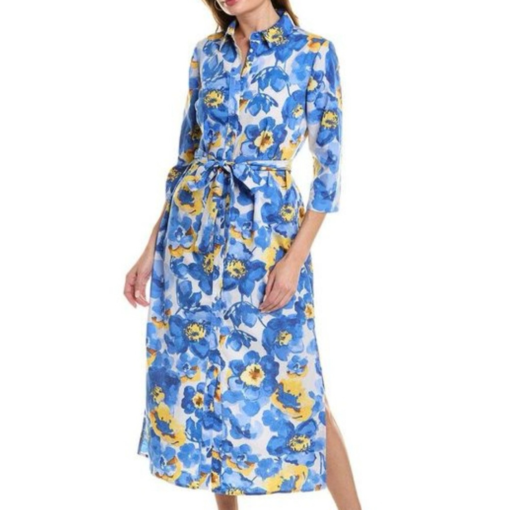 JULIE JORDAN SPRING FLORAL SHIRT DRESS IN BLUEBELL & AMALFI YELLOW NEW WITH TAGS